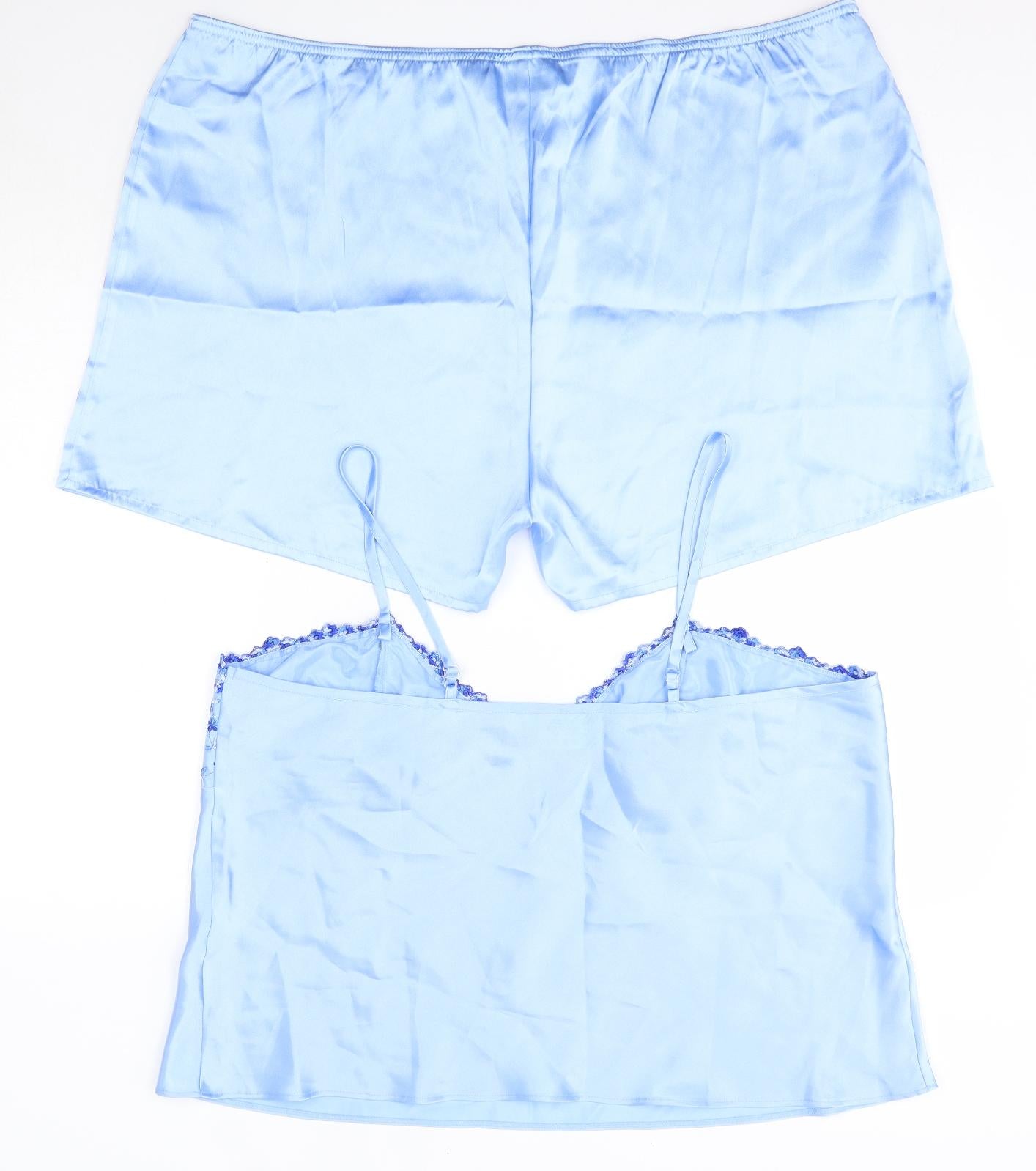 Pretty Secrets Womens Blue Solid Polyester Top Pyjama Set Size 20