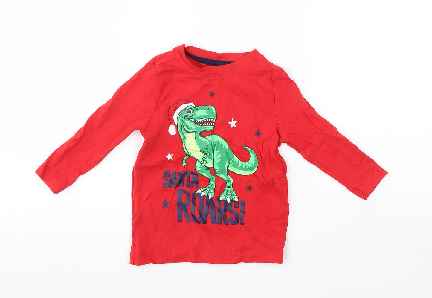 Nutmeg Baby Red  Cotton Basic Casual Size 18-24 Months Round Neck  - Christmas