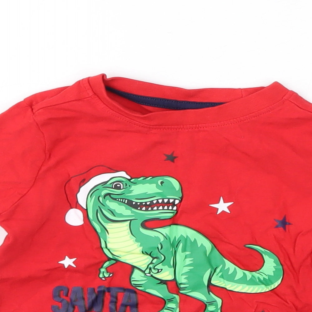 Nutmeg Baby Red  Cotton Basic Casual Size 18-24 Months Round Neck  - Christmas