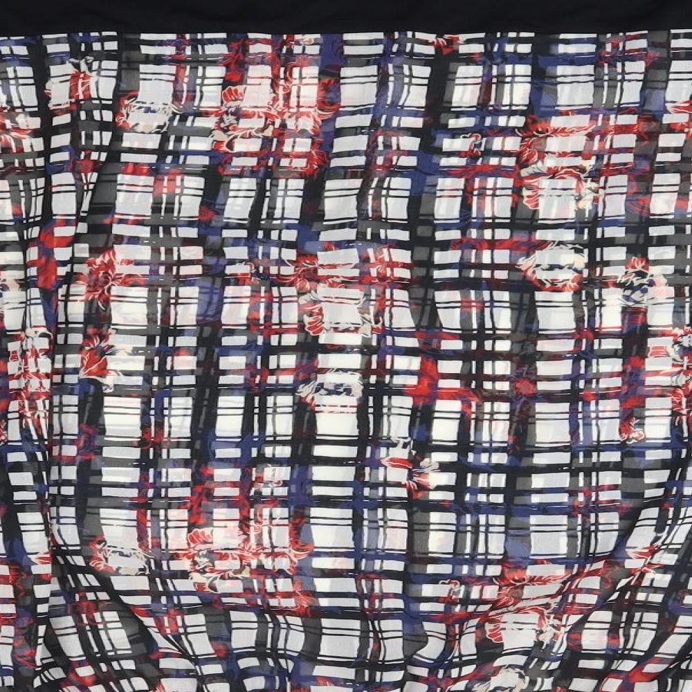 Matalan Womens Multicoloured Check Polyester Basic Blouse Size 18 Round Neck
