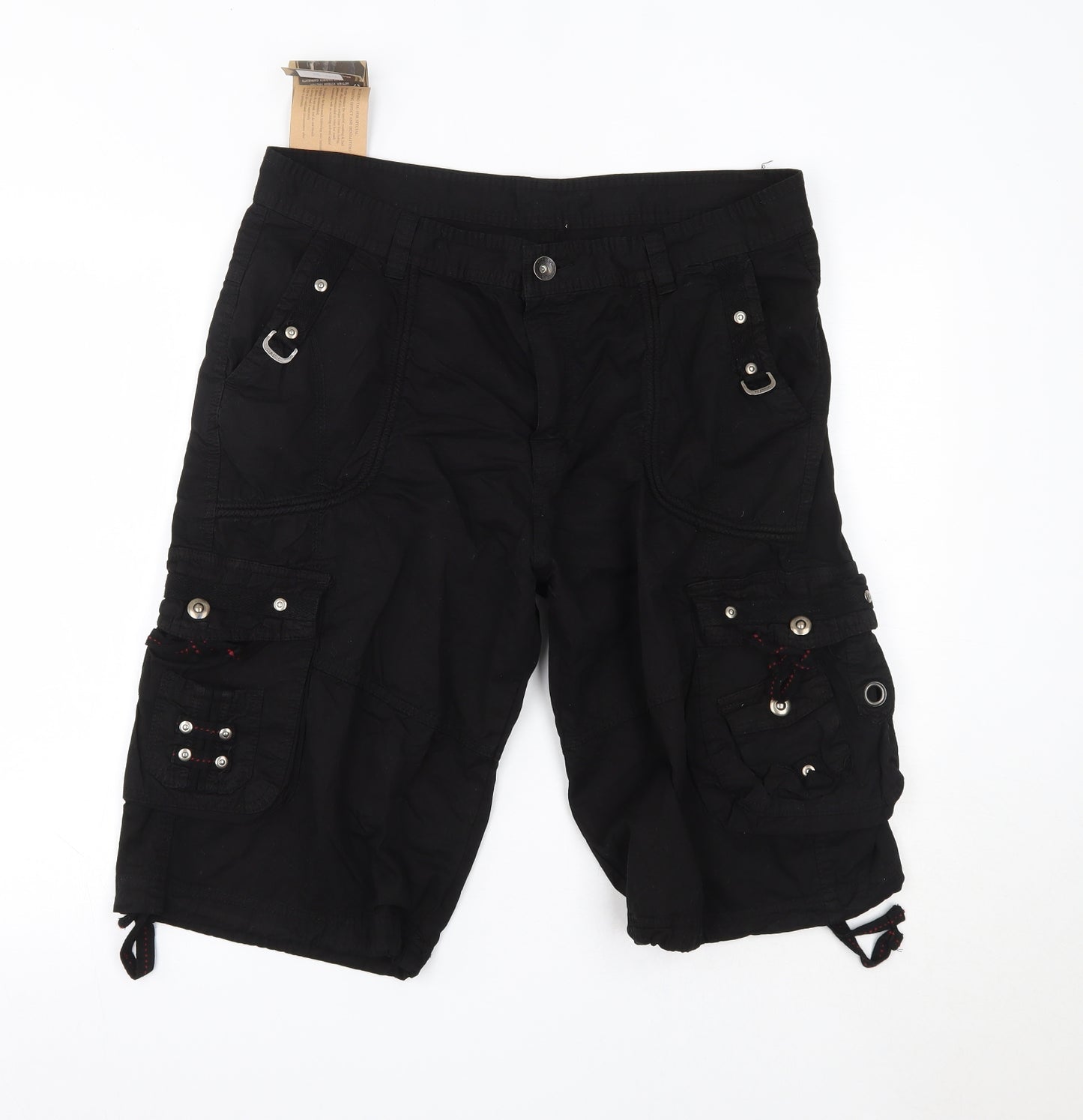 Bawangcheng Mens Black  Cotton Cargo Shorts Size 38 in  Regular
