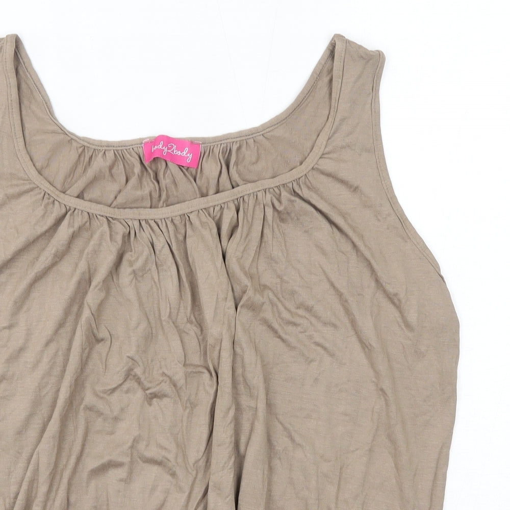 Body2Body Womens Brown  Viscose Basic Tank Size 2XL Round Neck