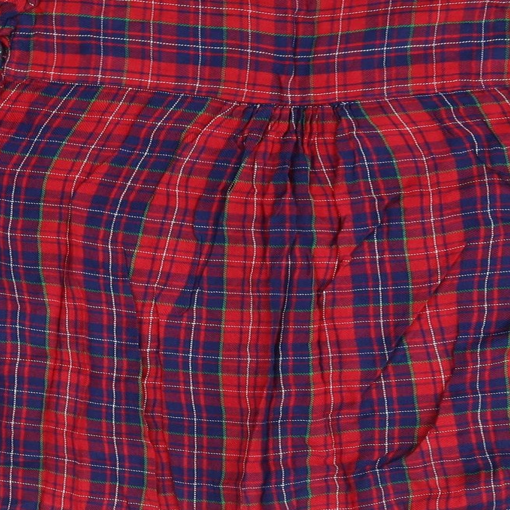 Matalan Womens Red Check Viscose Basic Button-Up Size 18 Round Neck