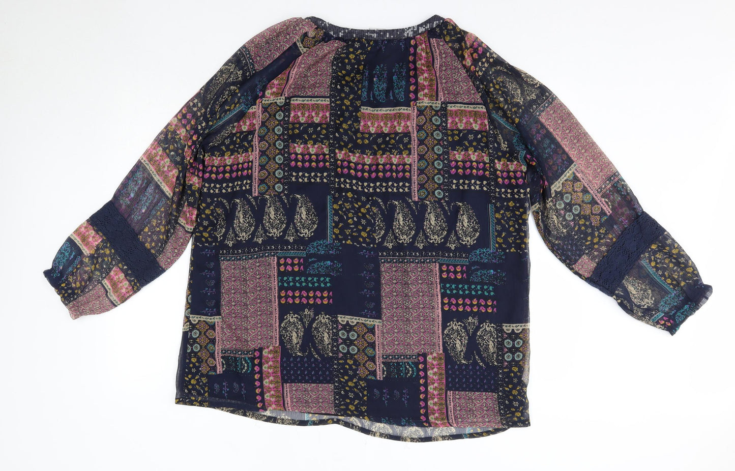 Cotton Traders Womens Multicoloured  Polyester Basic Blouse Size 18 Round Neck