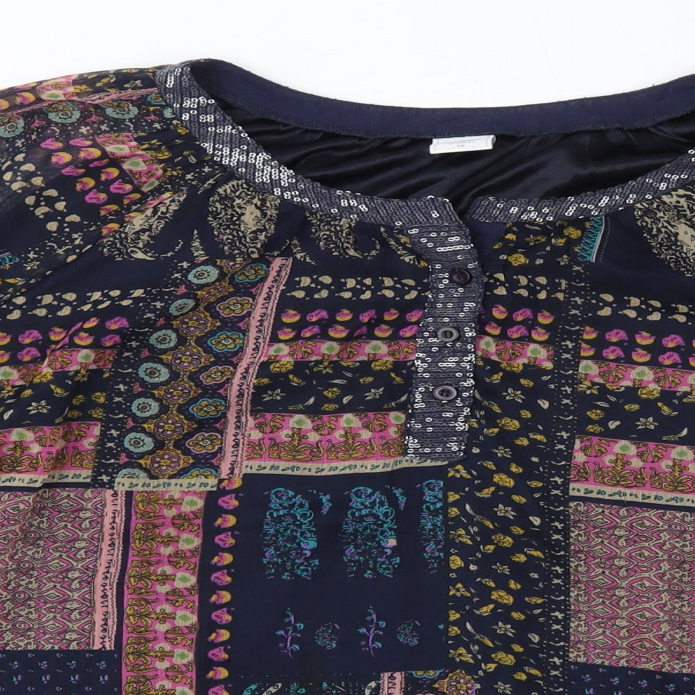 Cotton Traders Womens Multicoloured  Polyester Basic Blouse Size 18 Round Neck