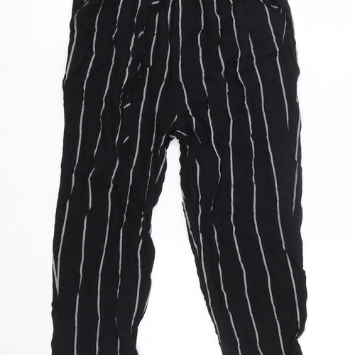 PRETTYLITTLETHING Womens Black Striped Viscose Dress Pants Trousers Size 4  Regular