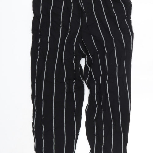 PRETTYLITTLETHING Womens Black Striped Viscose Dress Pants Trousers Size 4  Regular
