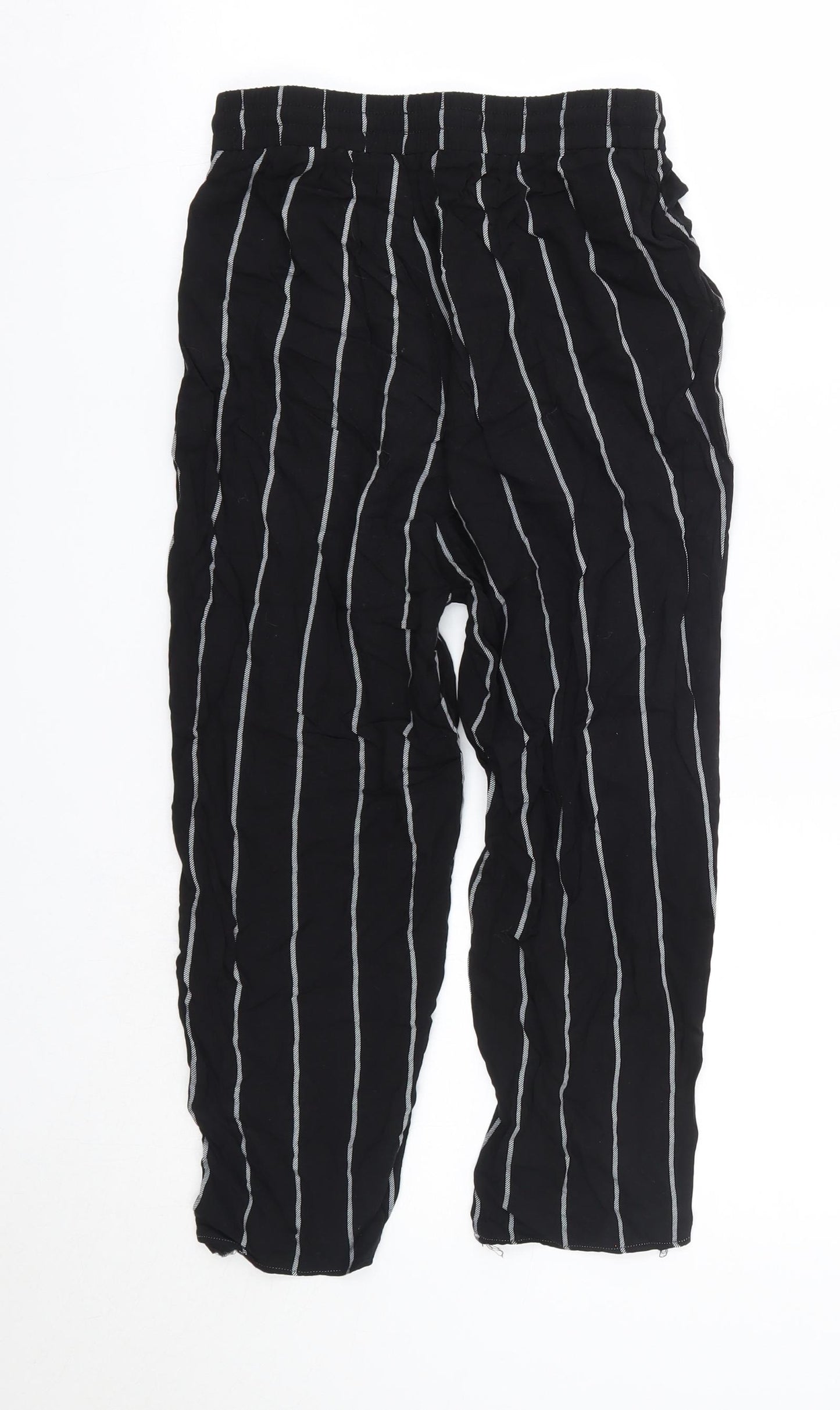 PRETTYLITTLETHING Womens Black Striped Viscose Dress Pants Trousers Size 4  Regular