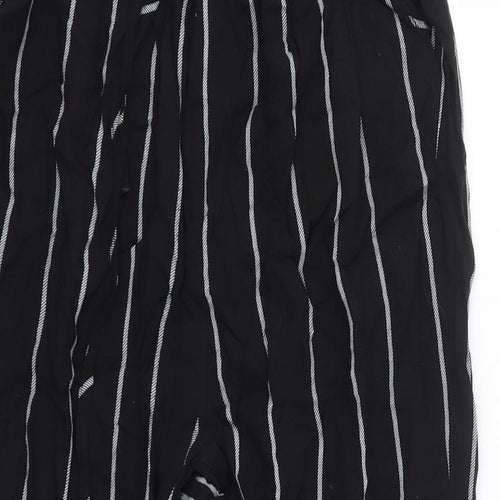 PRETTYLITTLETHING Womens Black Striped Viscose Dress Pants Trousers Size 4  Regular