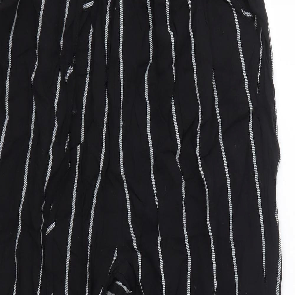PRETTYLITTLETHING Womens Black Striped Viscose Dress Pants Trousers Size 4  Regular