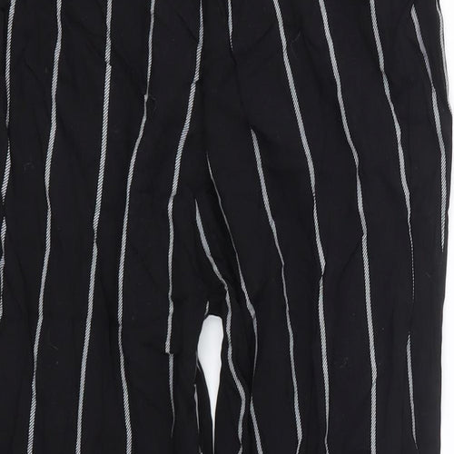 PRETTYLITTLETHING Womens Black Striped Viscose Dress Pants Trousers Size 4  Regular