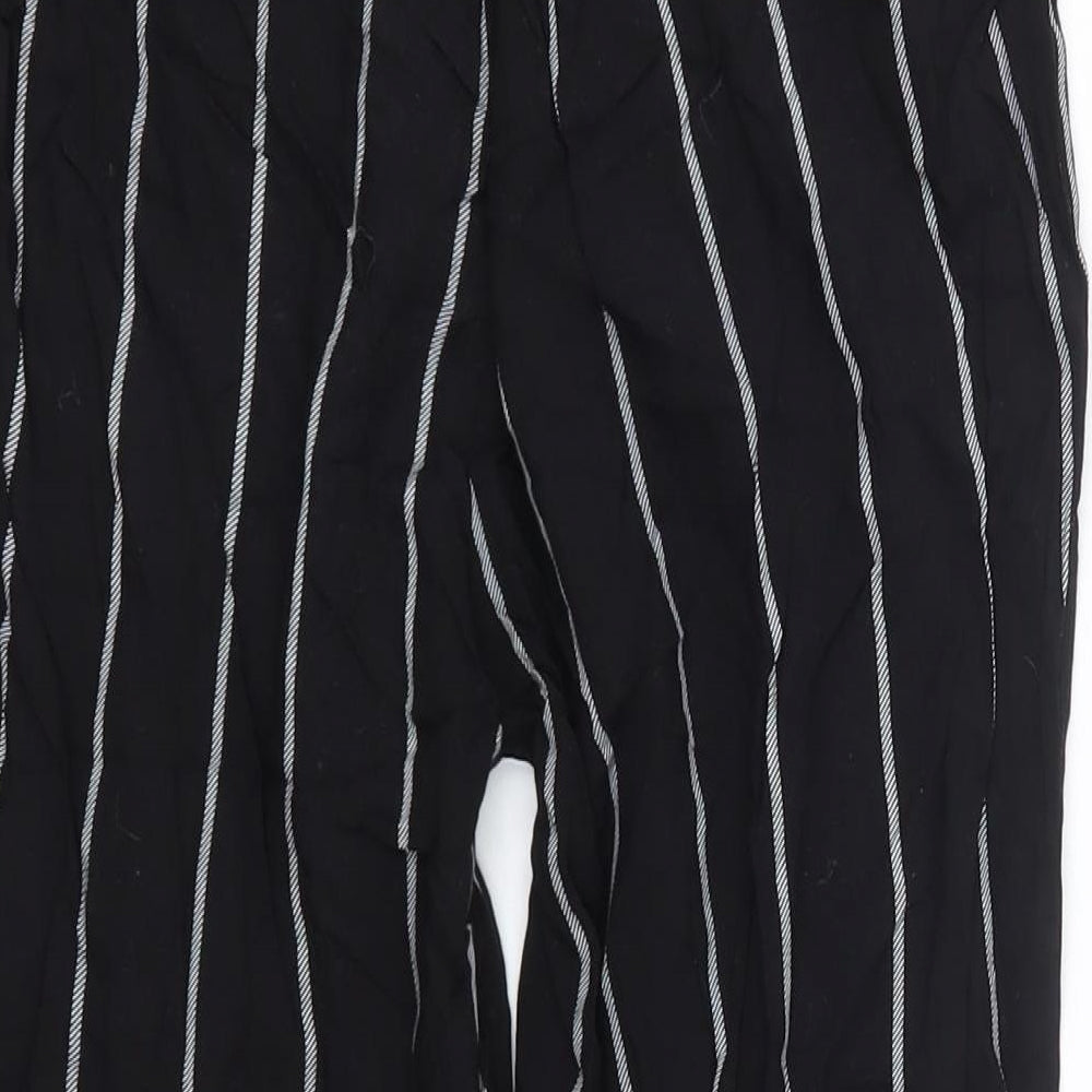 PRETTYLITTLETHING Womens Black Striped Viscose Dress Pants Trousers Size 4  Regular