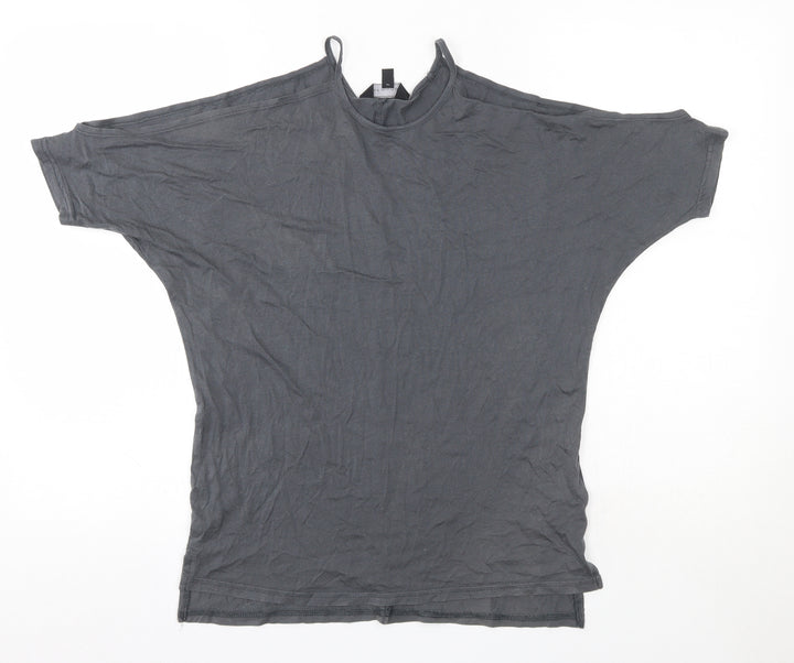 New Look Womens Grey Modal Basic Blouse Size 6 Round Neck
