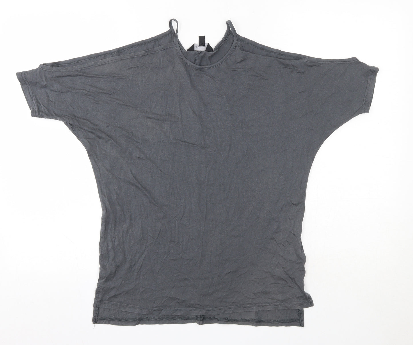 New Look Womens Grey  Modal Basic Blouse Size 6 Round Neck