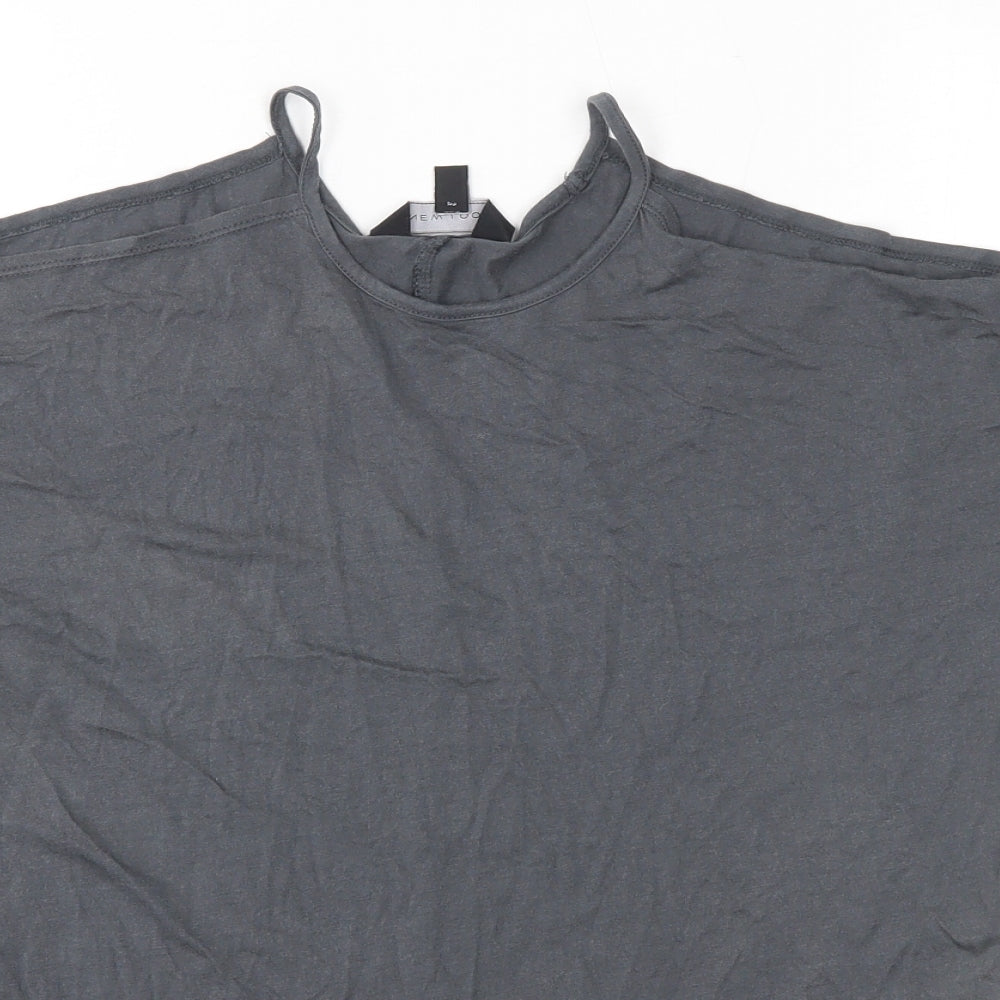 New Look Womens Grey  Modal Basic Blouse Size 6 Round Neck