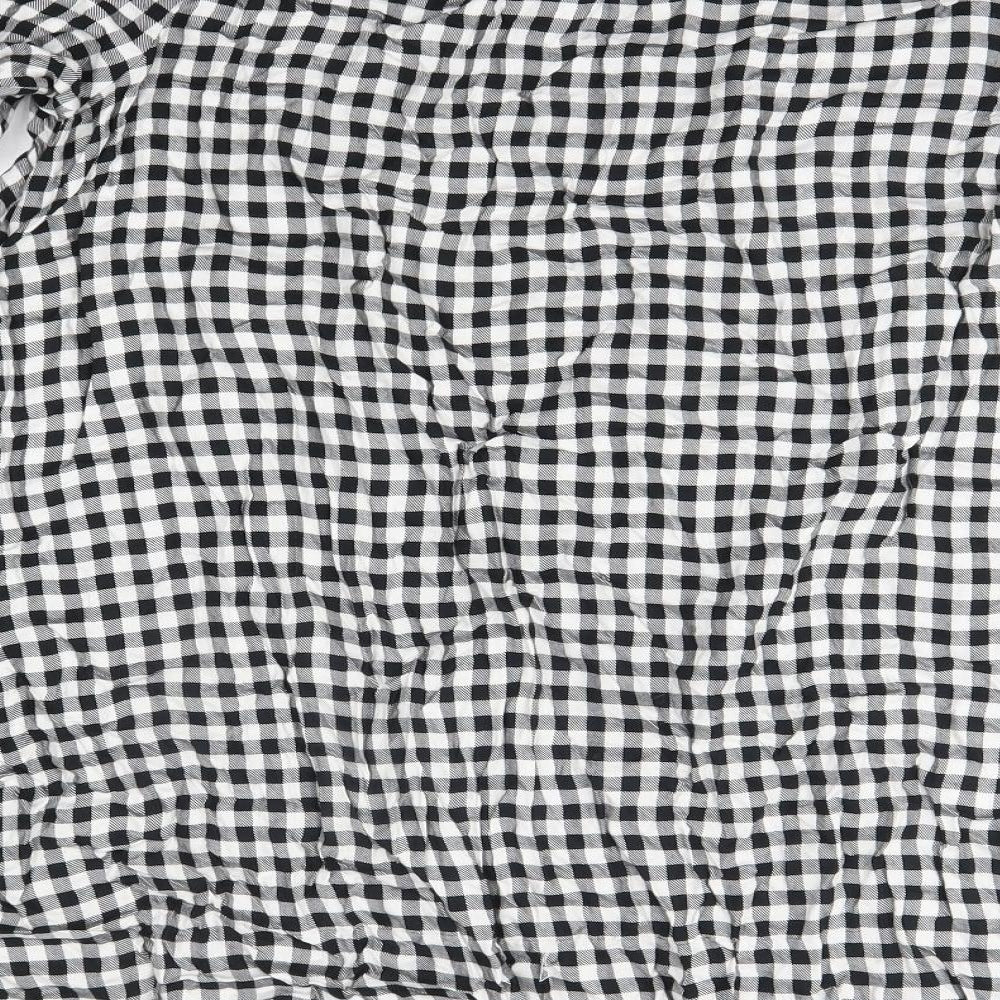 Matalan Womens Black Check Viscose A-Line  Size 18  Off the Shoulder