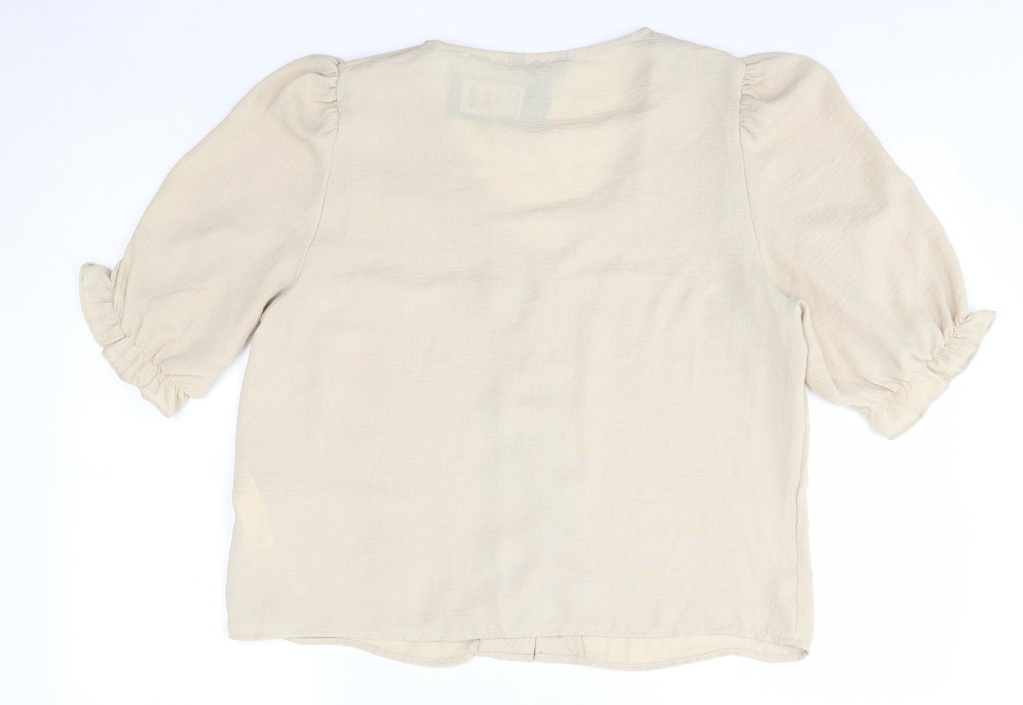 New Look Womens Beige  Polyester Basic Blouse Size 16 V-Neck