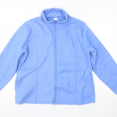 Anne de Lancay Womens Blue High Neck  Polyester Full Zip Jumper Size M