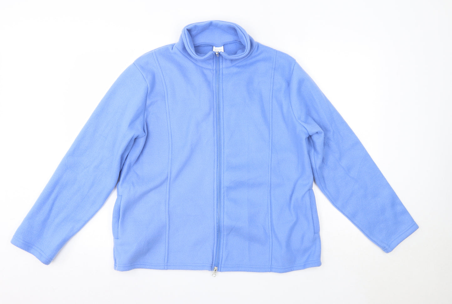 Anne de Lancay Womens Blue High Neck  Polyester Full Zip Jumper Size M