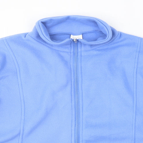 Anne de Lancay Womens Blue High Neck  Polyester Full Zip Jumper Size M