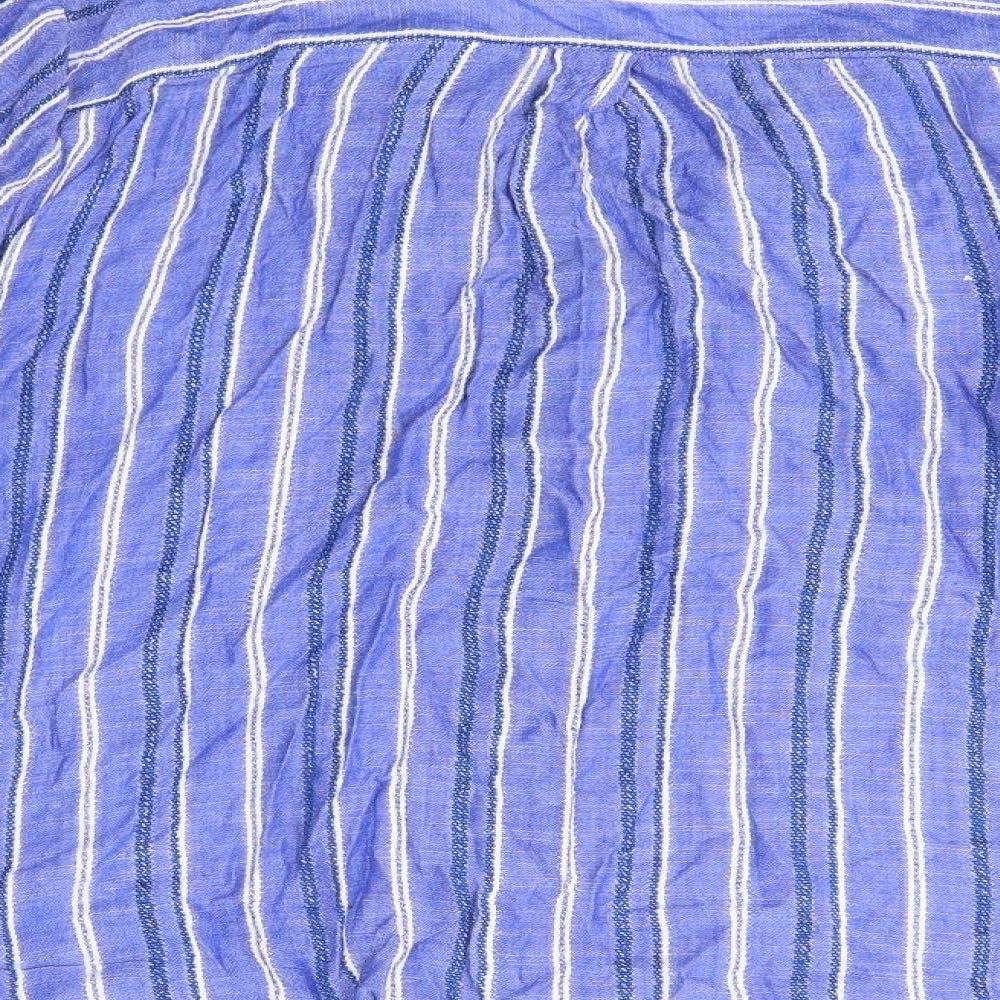 Matalan Womens Blue Striped Viscose Basic Button-Up Size 18 Collared