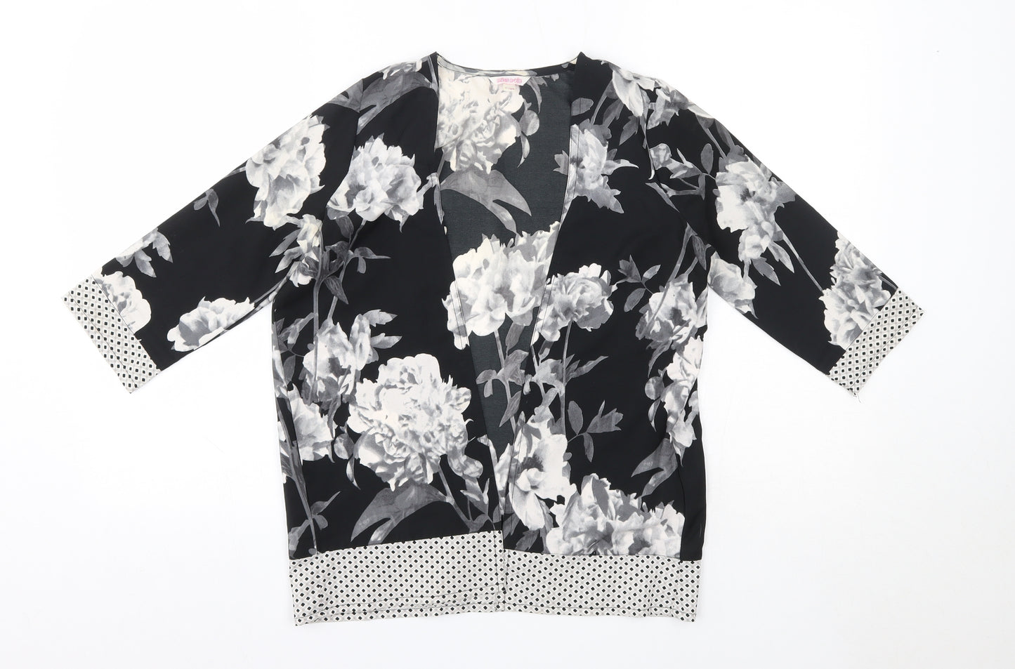 Miss Evie Girls Black V-Neck Floral Polyester Cardigan Jumper Size 11-12 Years
