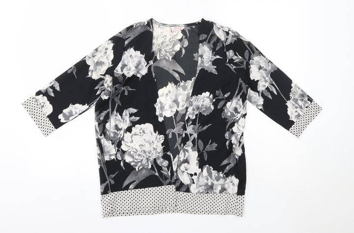 Miss Evie Girls Black V-Neck Floral Polyester Cardigan Jumper Size 11-12 Years