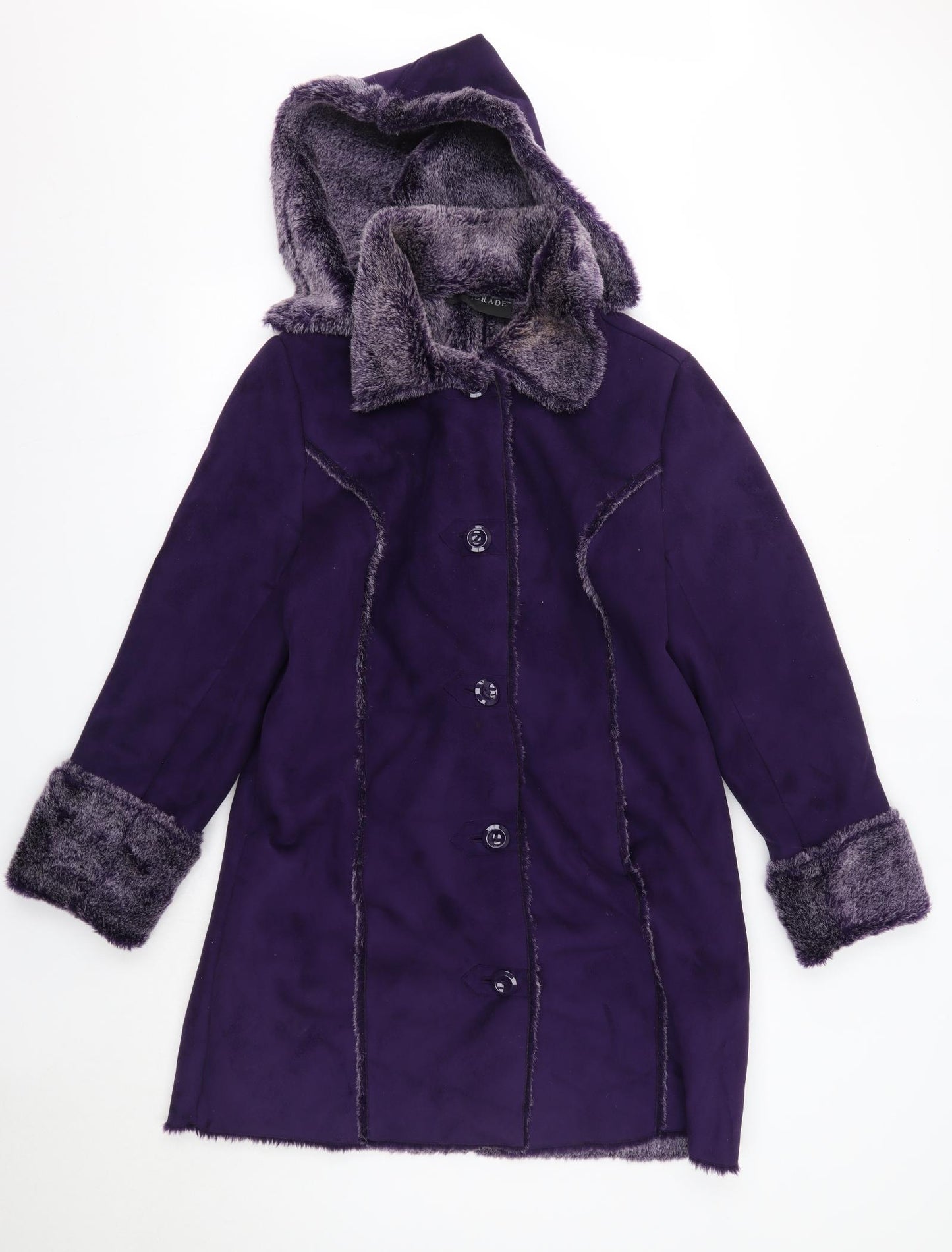 Centigrade Womens Purple   Overcoat Coat Size M   - Faux Fur