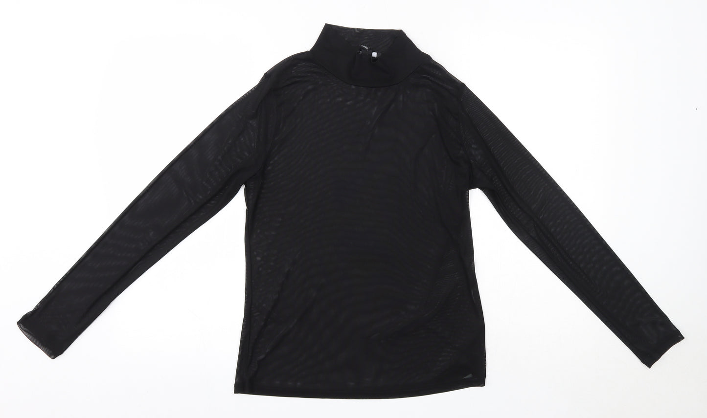 New Look Womens Black  Polyester Basic Blouse Size 16 High Neck - Sheer