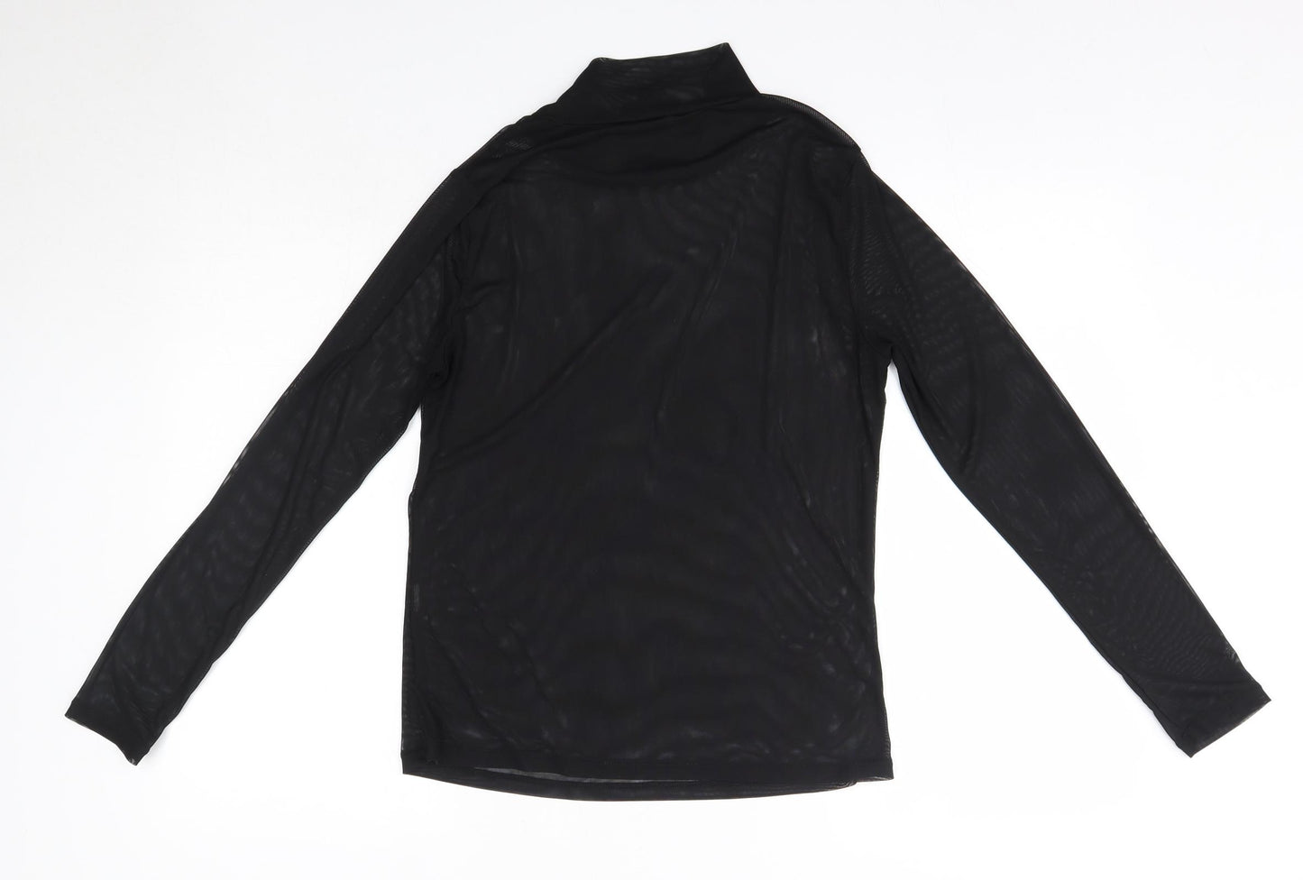 New Look Womens Black  Polyester Basic Blouse Size 16 High Neck - Sheer