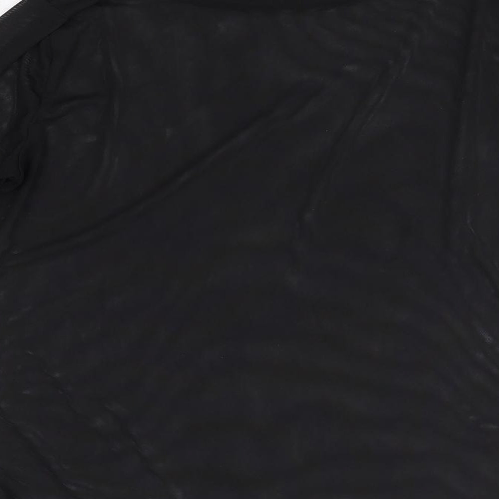 New Look Womens Black  Polyester Basic Blouse Size 16 High Neck - Sheer