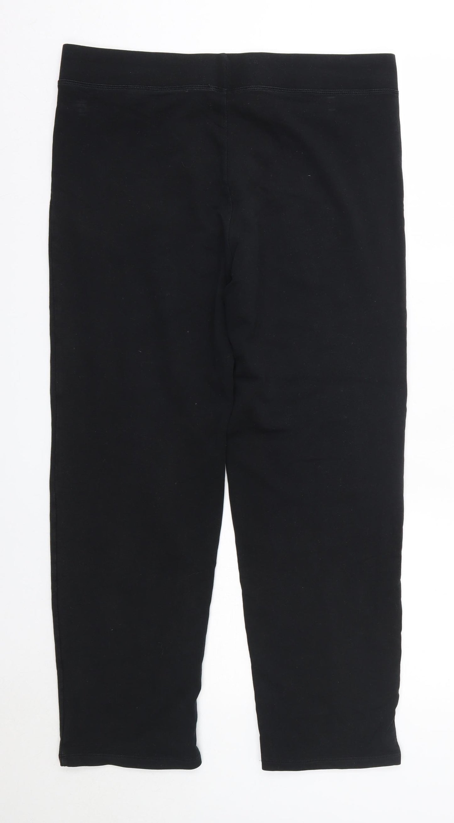 M&S Womens Black  Cotton Trousers  Size 14 L27 in Regular  - Short