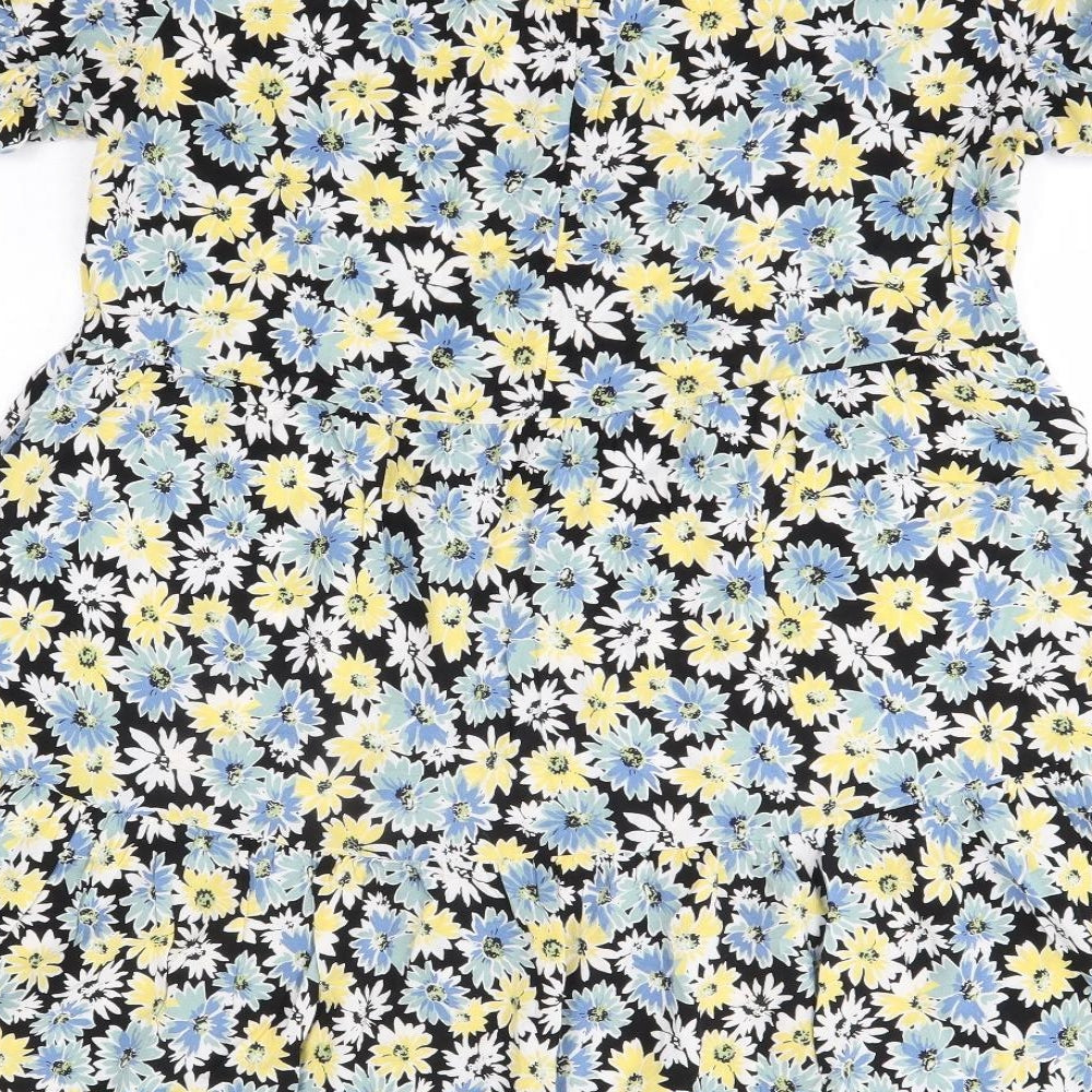 New Look Womens Multicoloured Floral Viscose A-Line  Size 16  Round Neck