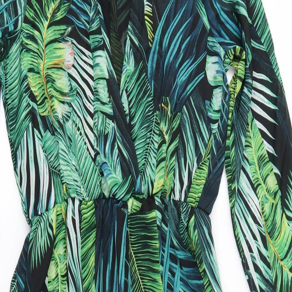 PRETTYLITTLETHING Womens Green  Polyester A-Line  Size 14  V-Neck