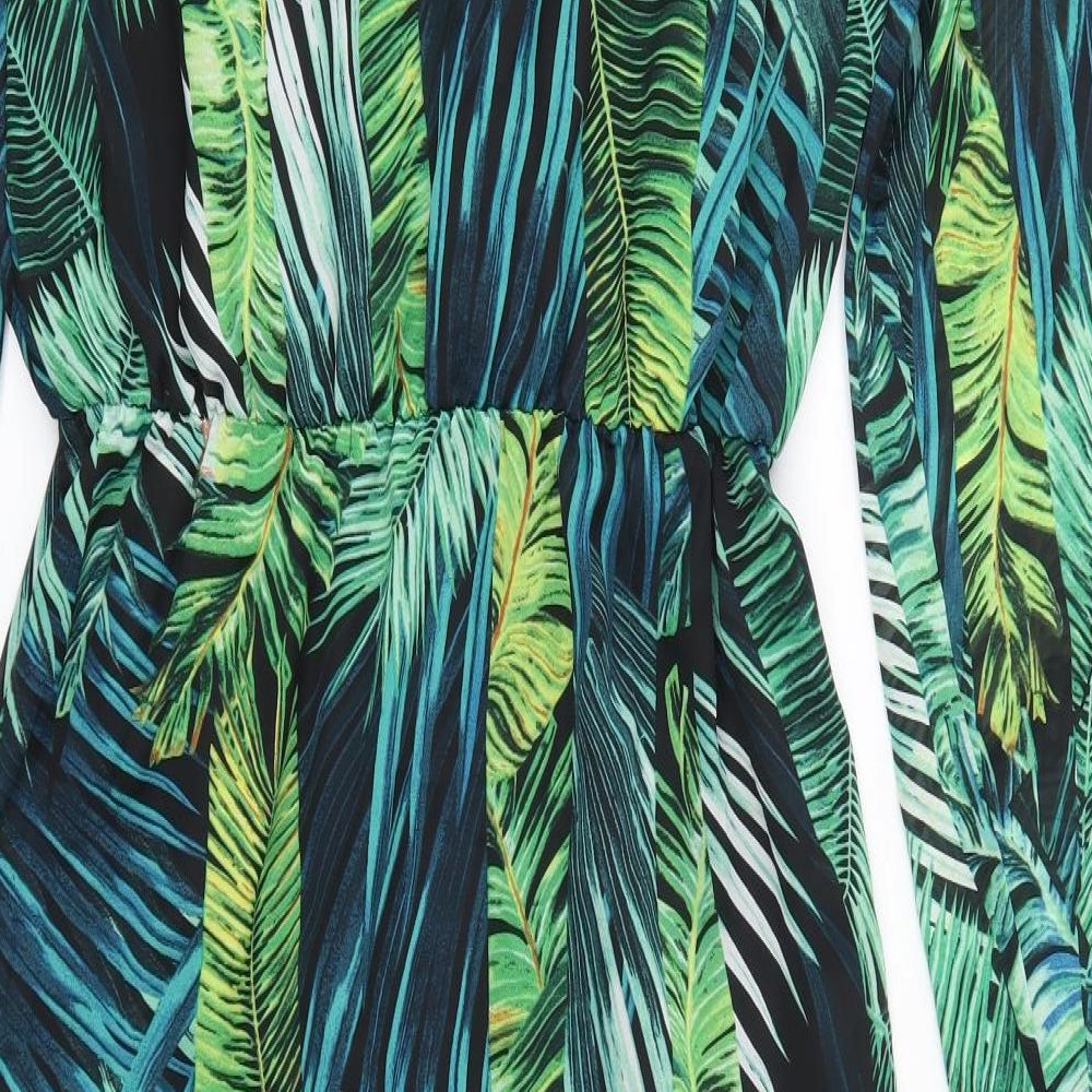 PRETTYLITTLETHING Womens Green  Polyester A-Line  Size 14  V-Neck