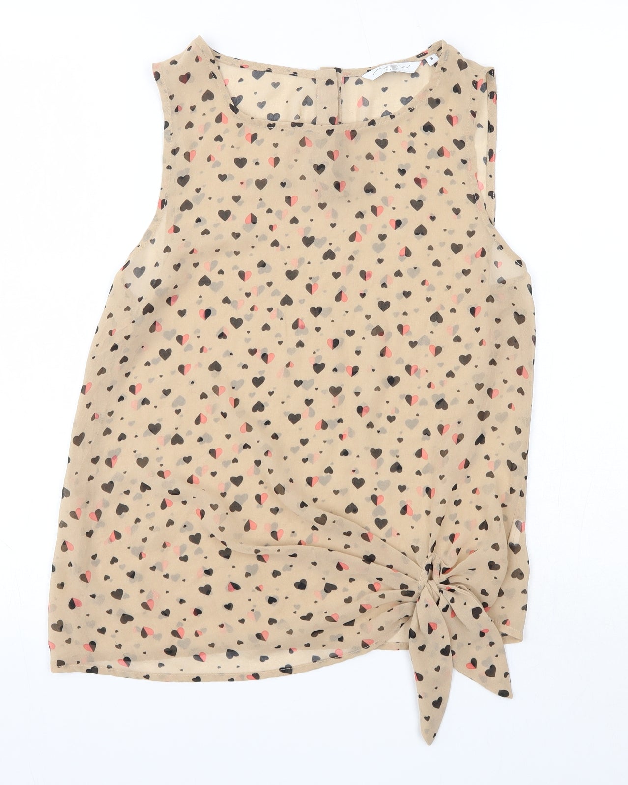 New Look Womens Brown  Polyester Basic Tank Size 8 Round Neck