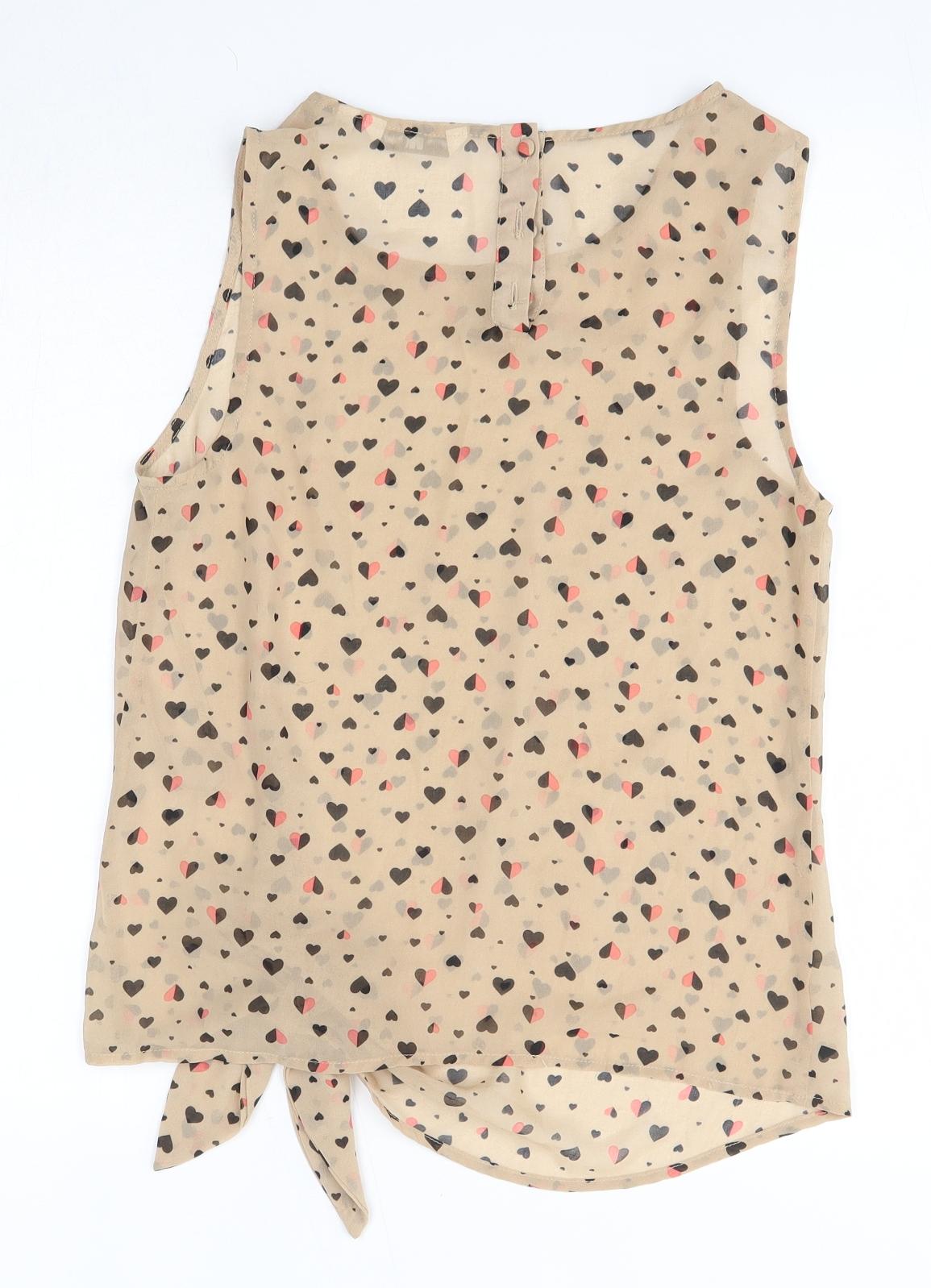 New Look Womens Brown  Polyester Basic Tank Size 8 Round Neck