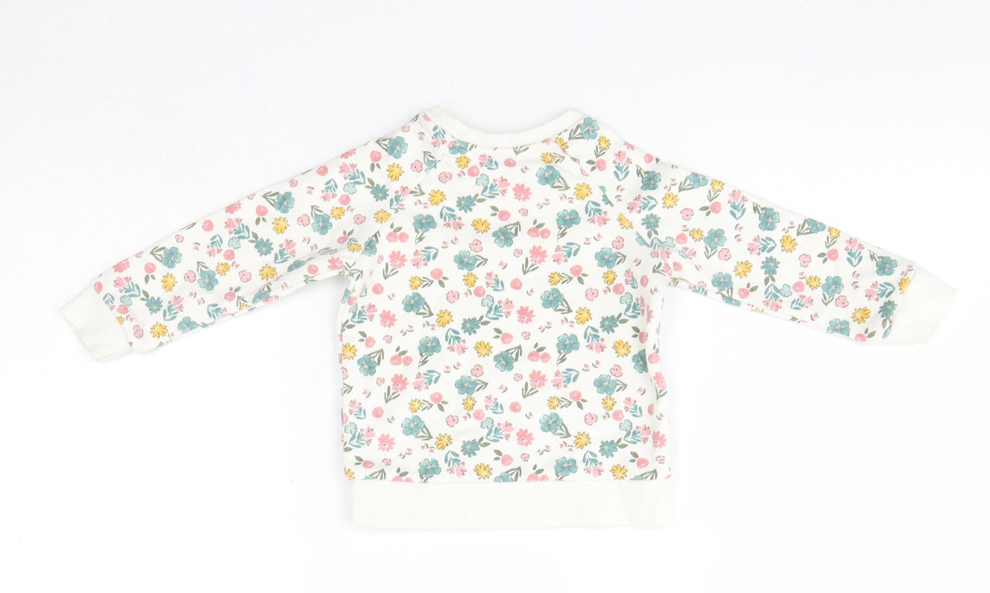 Primark Baby White Floral Cotton Pullover Jumper Size 9-12 Months