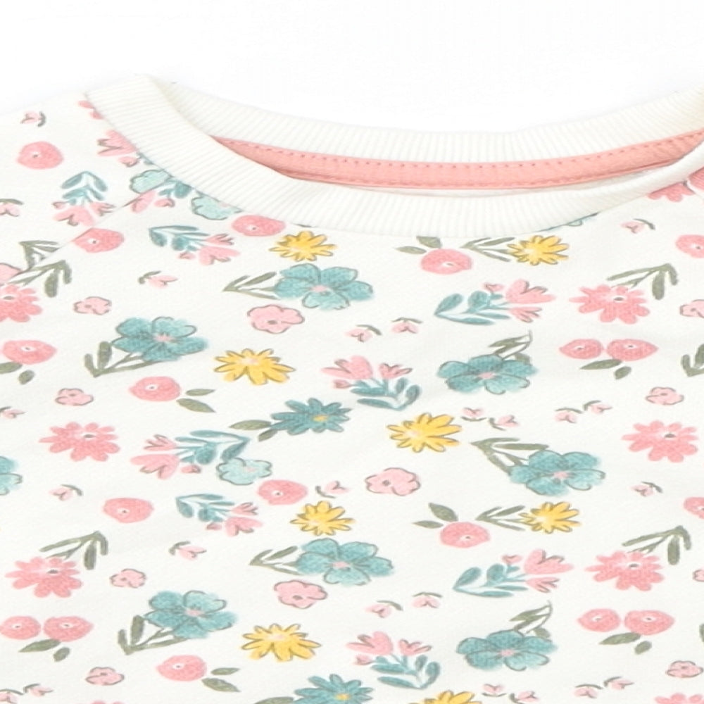 Primark Baby White Floral Cotton Pullover Jumper Size 9-12 Months