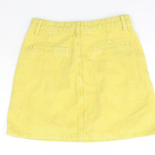 Missguided Womens Yellow  Cotton A-Line Skirt Size 6