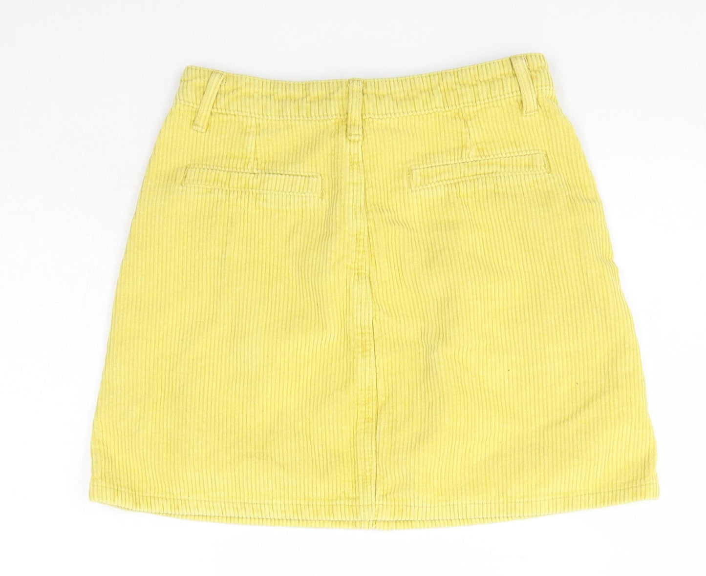 Missguided Womens Yellow  Cotton A-Line Skirt Size 6