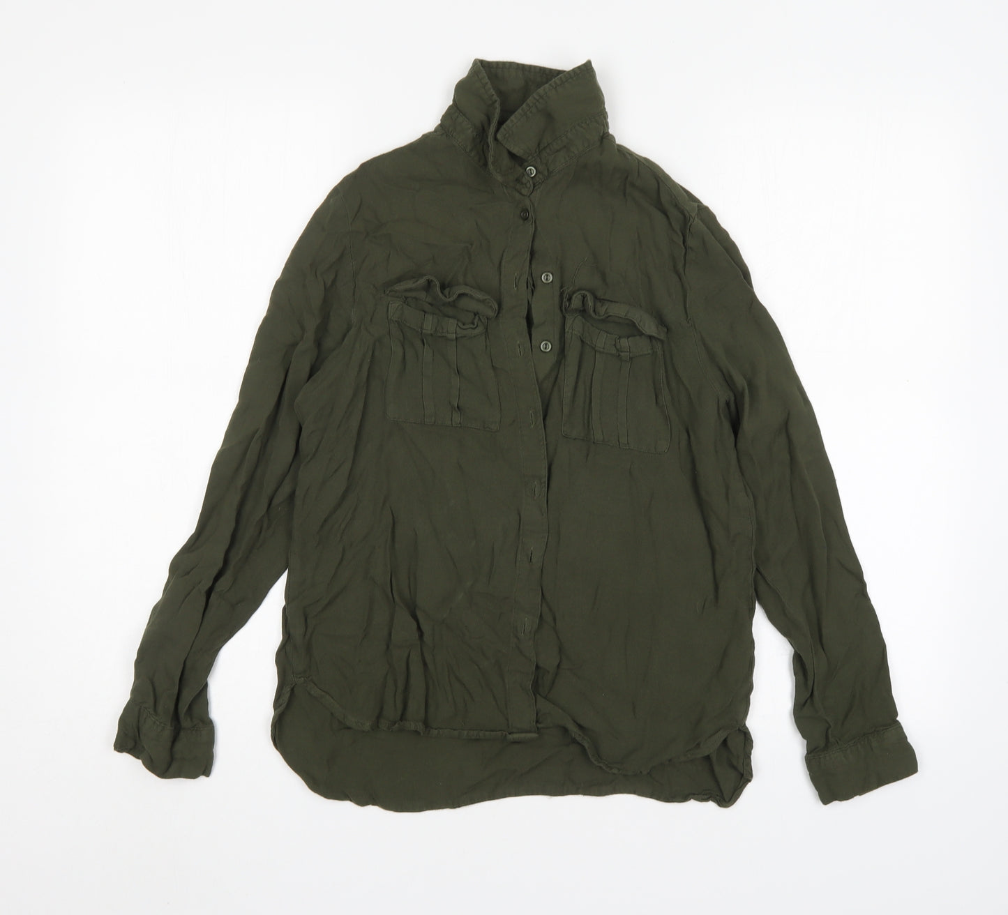 New Look Womens Green  Viscose Basic Button-Up Size 10 Collared
