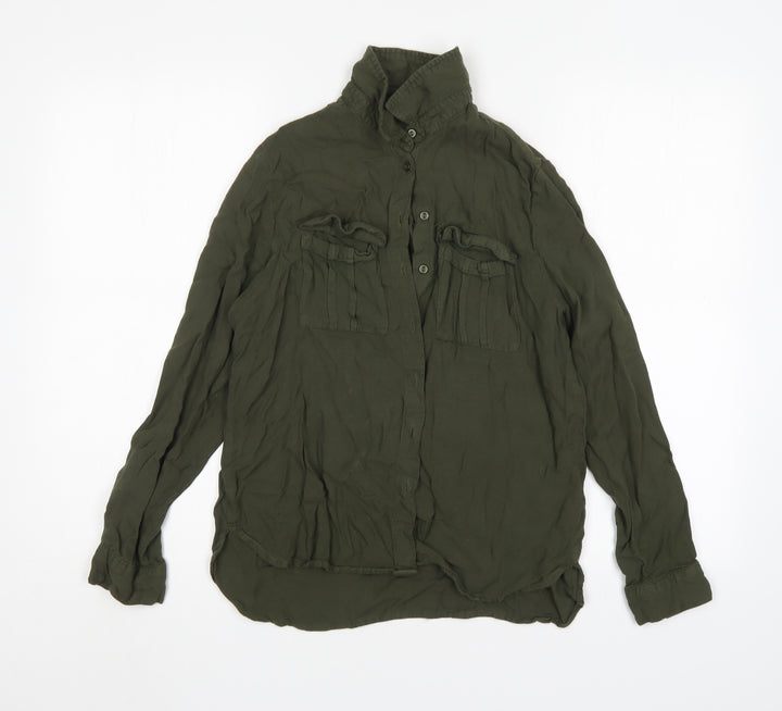 New Look Womens Green  Viscose Basic Button-Up Size 10 Collared
