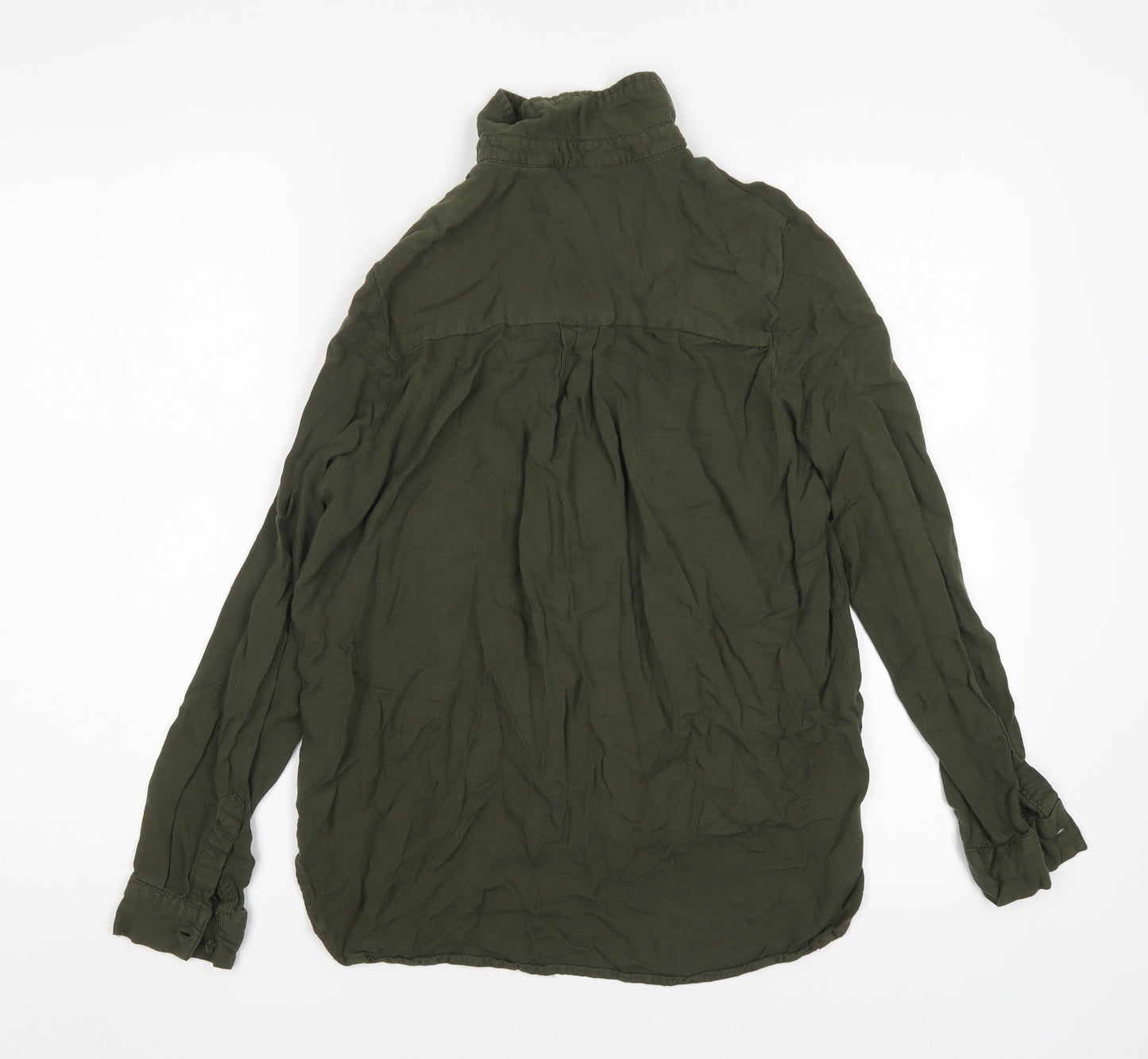 New Look Womens Green  Viscose Basic Button-Up Size 10 Collared