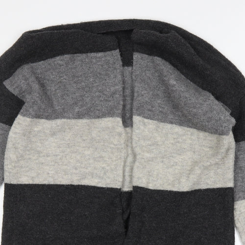 Atmosphere Womens Grey V-Neck Striped Acrylic Cardigan Jumper Size M