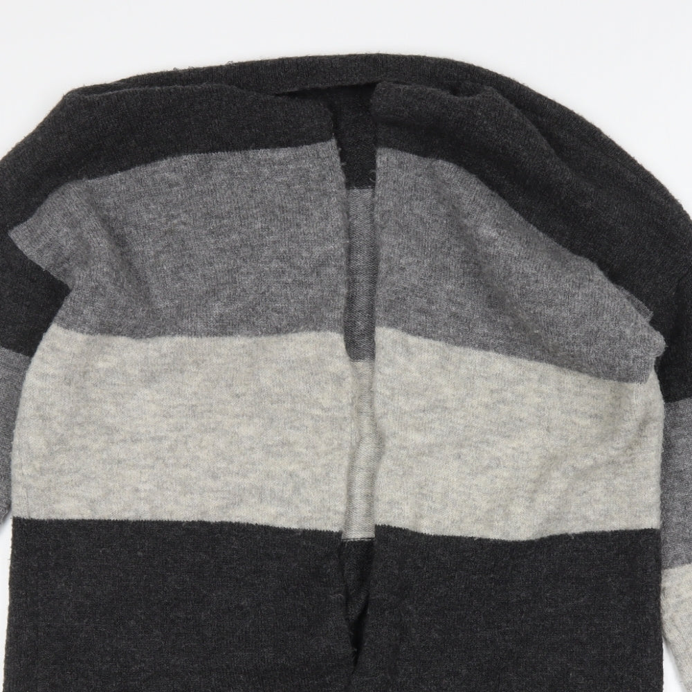 Atmosphere Womens Grey V-Neck Striped Acrylic Cardigan Jumper Size M