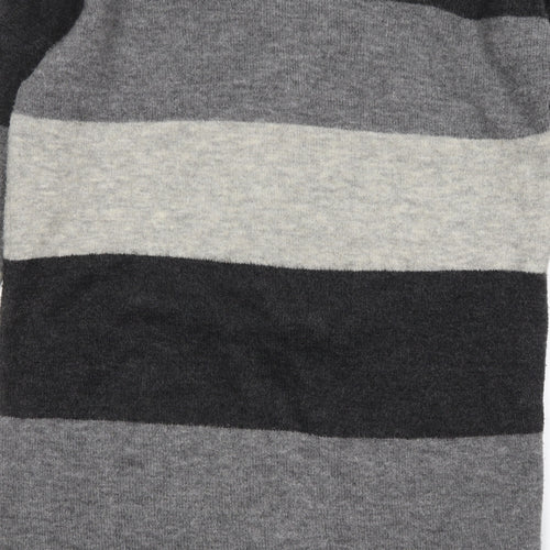 Atmosphere Womens Grey V-Neck Striped Acrylic Cardigan Jumper Size M