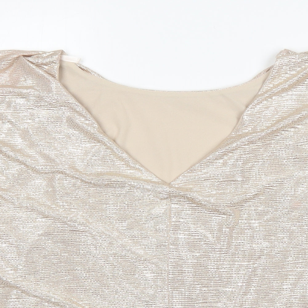 New Look Womens Gold  Polyester Basic Blouse Size 18 V-Neck