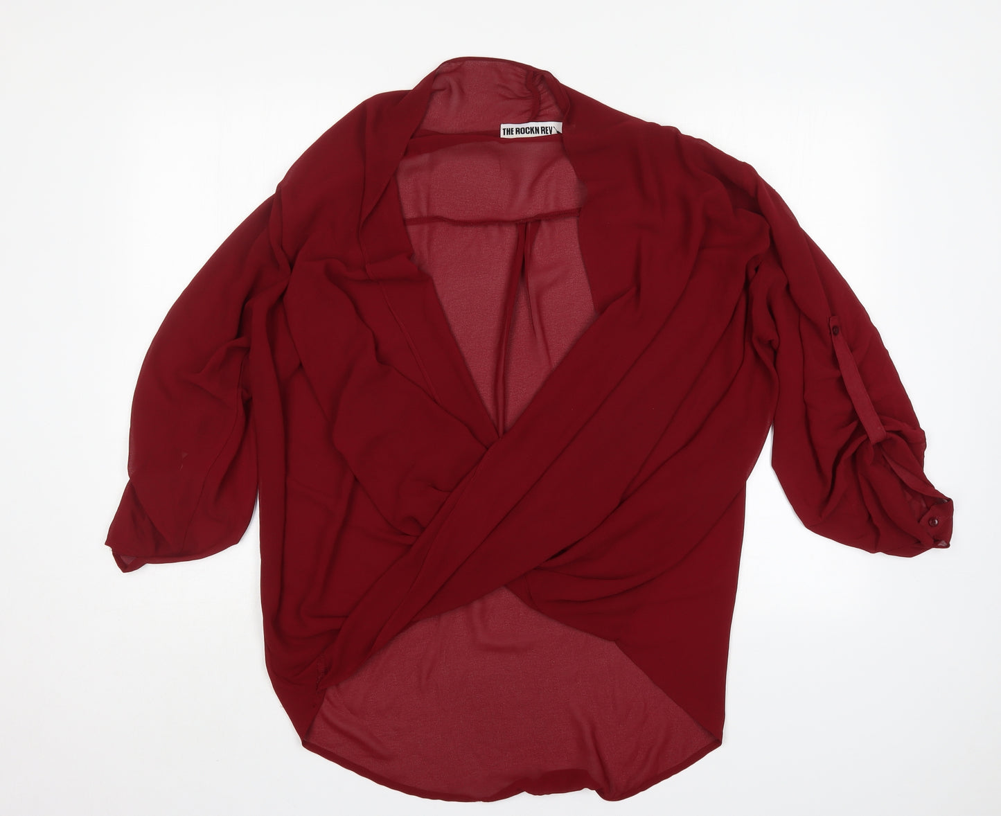 The Rockin Rev Womens Red   Basic Blouse Size 18 V-Neck