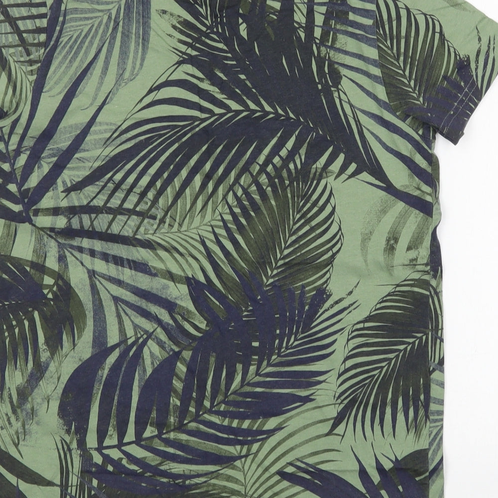 Primark Boys Multicoloured Floral Cotton Basic T-Shirt Size 13-14 Years Round Neck